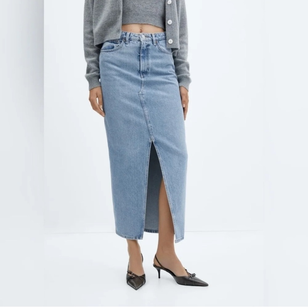 Mango Denim Skirt with Slit